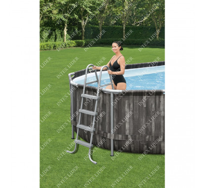 Овальный каркасный бассейн Bestway, 610х366х122см +фильтр-насос, лестница, тент (5611R)